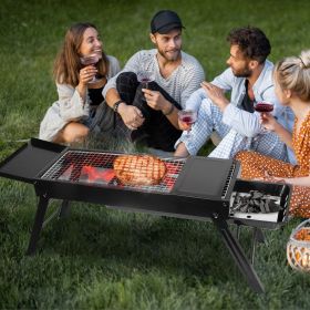 Foldable Charcoal BBQ Grill with Shelf Stainless Steel Grill Net Easy Setup Portable Tabletop Barbecue Grill for Camping Picnic Outdoor Party Bac Foldable Charcoal BBQ Grill with Shelf Stainless Steel Grill Net Easy Setup Portable Tabletop Barbecue Grill for Camping Picnic Outdoor Party Bac